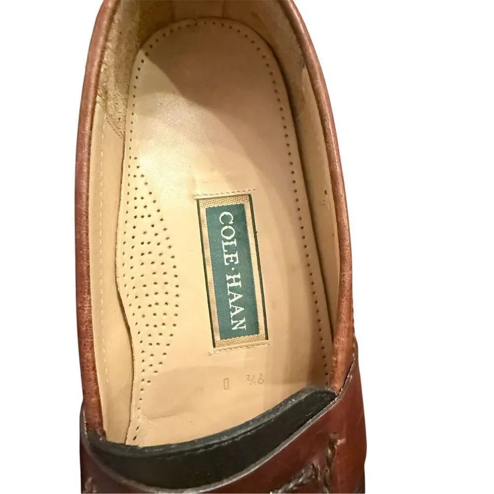 Cole Haan Black & Brown Leather Tassel Moc Toe Loafer Sz 9.5 Preppy